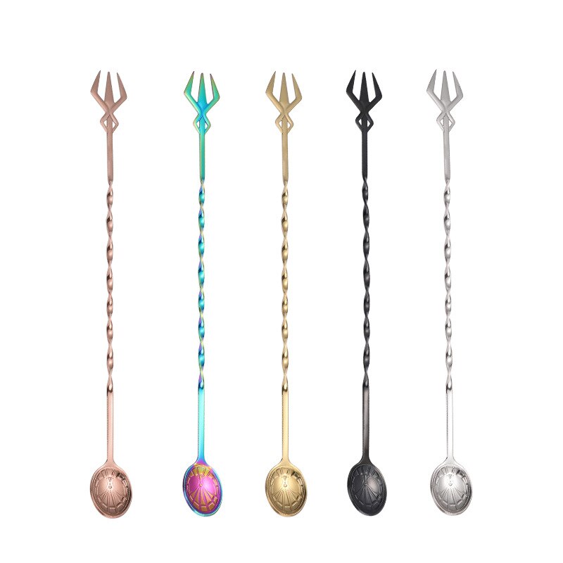 Stainless Steel Mixing Stirring Spoon Long Handle Double Head Spoon Dessert Spoon Coffee Scoop Drinks Cocktails Stirring Sticks