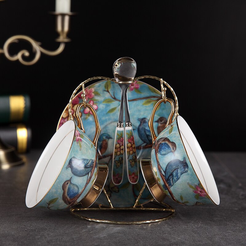 British Royal Rose Coffee Cup Luxury Tea Cup Spoon Saucer Set Cups Ceramic Royal Classic Bone China Xicara EE50BD: G