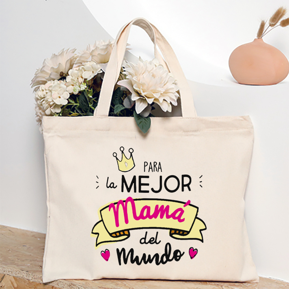 Tengo una mejor mamá del mundo, bolso de hombro estampado para mujer, bolso de lona, bolsos de compras para mujer, de cumpleaños para el día de la madre: Chocolate