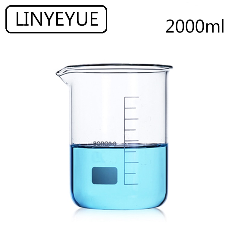 LINYEYUE 2000mL Glass Beaker Borosilicate Glass Measuring Cup high temperature resistance Laboratory Chemistry Equipment