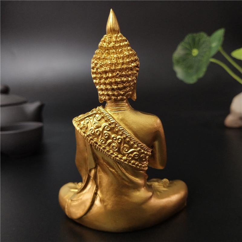 Statue de bouddha en or thaïlandais feng shui, Sculpture de méditation, en résine, artisanat, décoration de jardin pour la maison