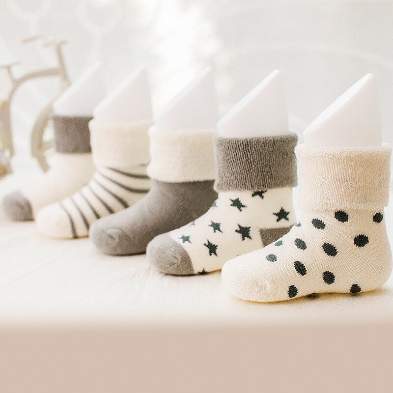 5 Pairs/Lot Thick Baby Kids Socks Winter Soft Warm Socks for 0-3 Years Boys Girls Thermal Newborn Floor Socks Cute Toddler Socks: 3 / 6--12M