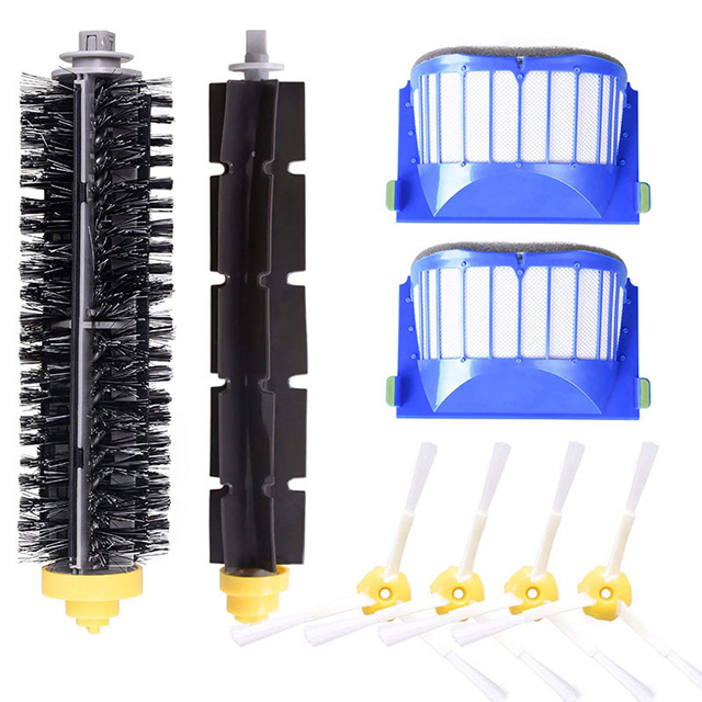 Piezas de aspiradora para iRobot Roomba, cepillo lateral principal, filtro de aire, HEPA 600, 610, 620, 621, 625, 630, 631, 650, 651, 660, 671, 680, 690: iR600-9