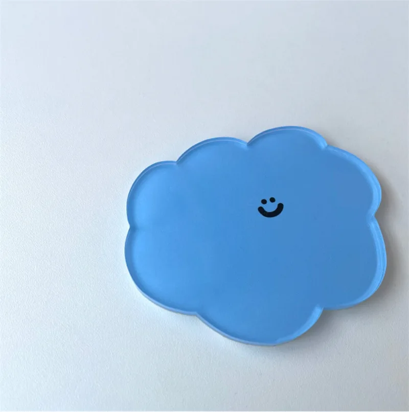 Posavasos acrílico antideslizante con almohadilla para taza de dibujos animados, resistente al calor, para escritorio, mantel individual para mesa, posavasos con aislamiento térmico: Azul cielo