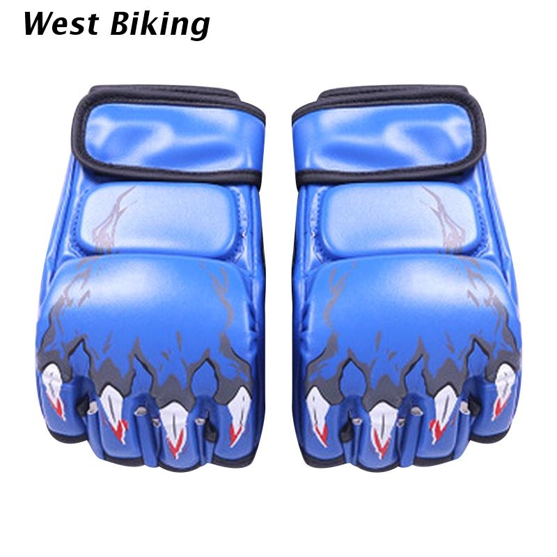 448D 1 para PU skórzane rękawice bokserskie pół palca rękawice bokserskie rękawice treningowe rękawice Kickboxing dla dorosłych: niebieski