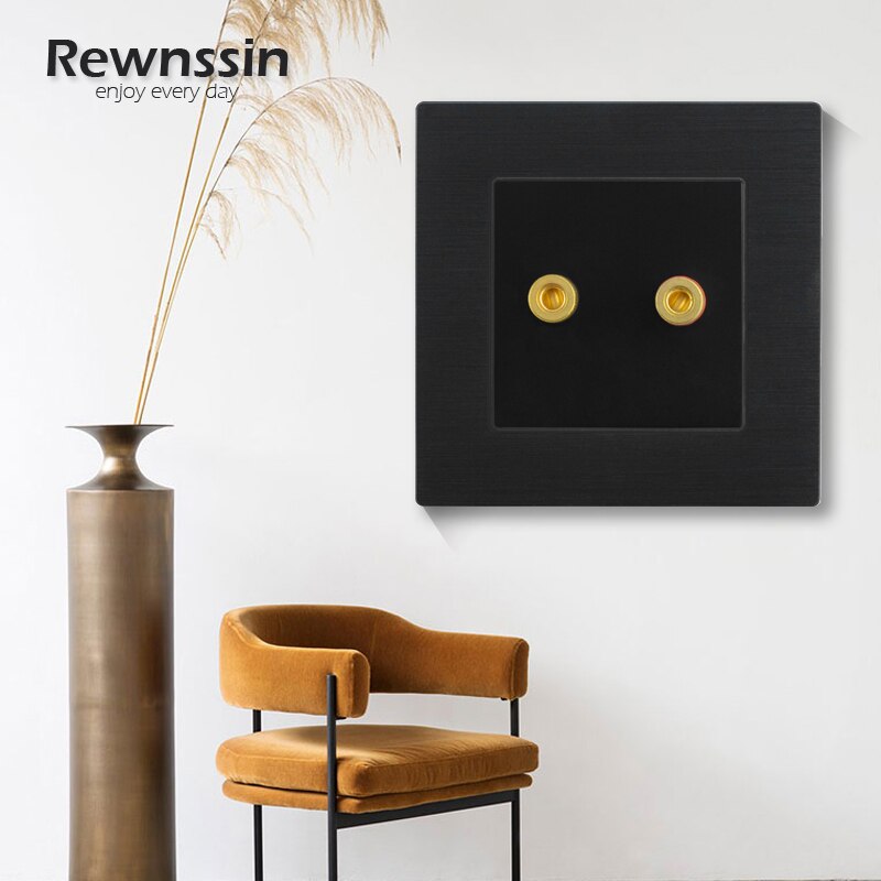 Wall Audio Outlet Terminals 110V-250V Socket Double/Quadruple Binding Post Banana Jack Connector Black Brushed Aluminum Panel