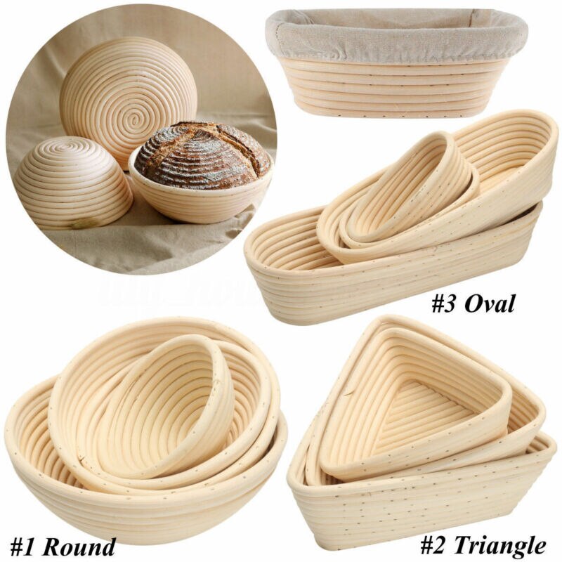 Fermented rattan woven dough bread basket with cloth for baking bread French bread storage basket round/oval/triangular