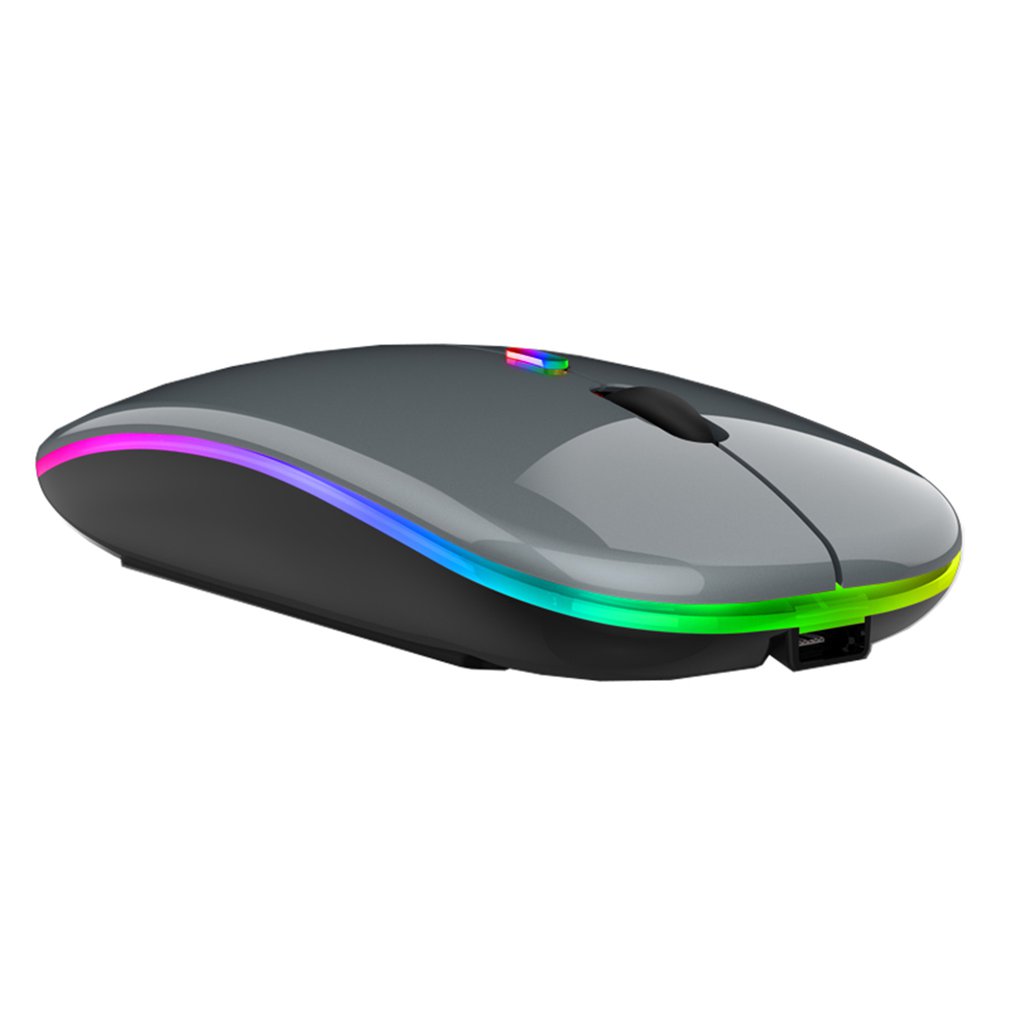 Wireless Mouse RGB Bluetooth-compatible Computer Mouse Silent Rechargeable Ergonomic Mause With LED Backlit USB Optical Mice: gray