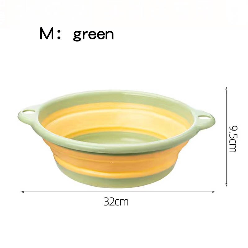 Folding Basin Kitchen Camping Travel Supplies Portable Washbasin Collapsible Plastic Laundry Tub Bathroom Palangana with Handle: green M