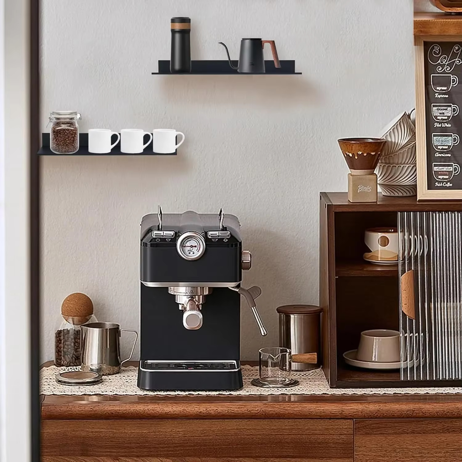 Acessórios do banheiro espaço de alumínio preto prateleiras do banheiro cozinha prateleira parede chuveiro rack armazenamento 30-50cm sala estar organizador