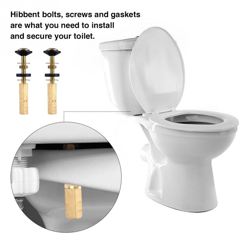 2pcs Toilet Tank To Bowl Bolt Kit Double Gaskets Solid Brass Heavy Duty Bathroom Extra Long Nuts Home For Fastening Repair