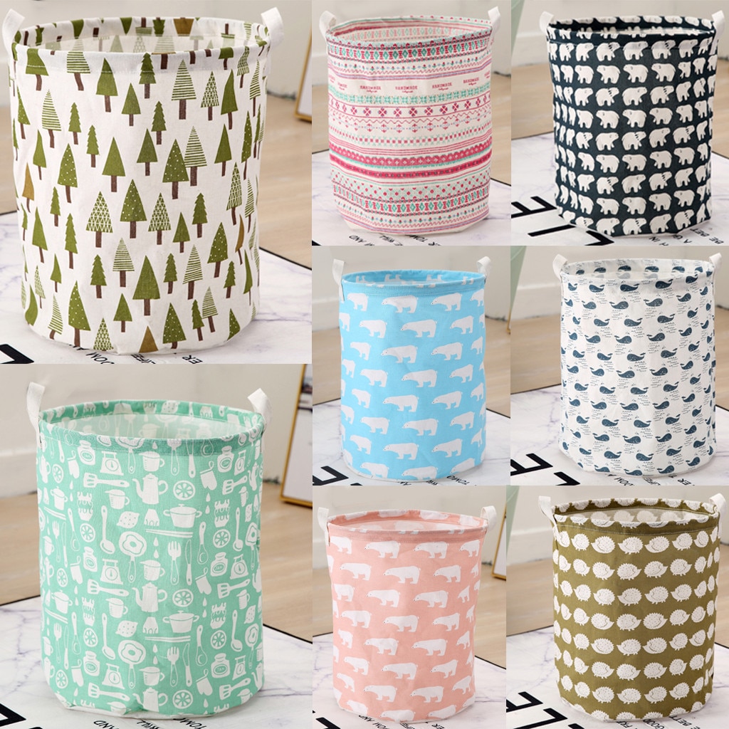 Printed Household Foldable Toy Clothing Storage Bag Laundry Basket Home Sundries Storage Barrel Laundry Baskets Boxs