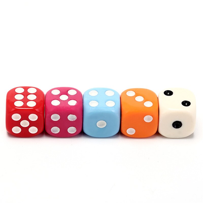 10Pcs 14mm Multicolor Acrylic Round Corner Dice 6 Sided Die Portable Table Games Dice