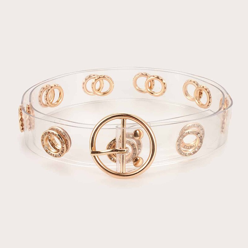 1PC femmes Transparent ceinture clair rond carré coeur broche boucle large taille bandes dames ceinture Punk taille ceinture: Yd184