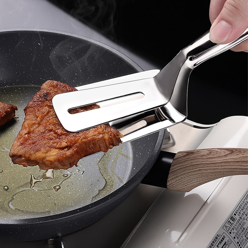 Rvs Eten Tang Gebakken Vis Steak Clip Tong Bbq Grillen Tong Non-stick Barbecue Grillen Koken Tang Keuken gereedschap