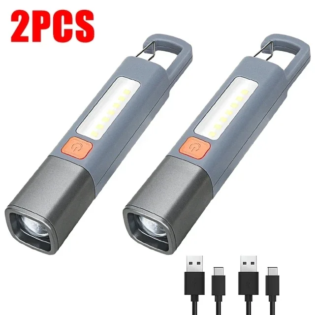 SMILING SHARK Portable LED Flashlight USB Rechargeable with Hook Zoomable Torch for Outdoor Camping Hiking Emergency Lantern: changeable