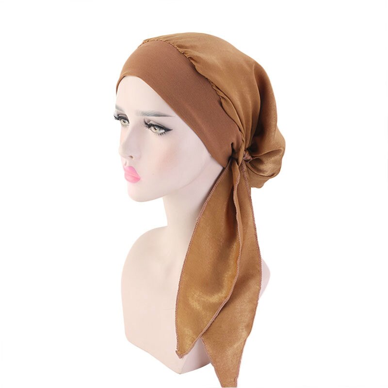 Elastische Haarband Hoofddoek Hoed Zijde Imitatie Vrouwen Tulband Hoed Mode Moslim Tulband Hijab Hoeden Indiase Cap Wrap Cap 12 kleur: style10