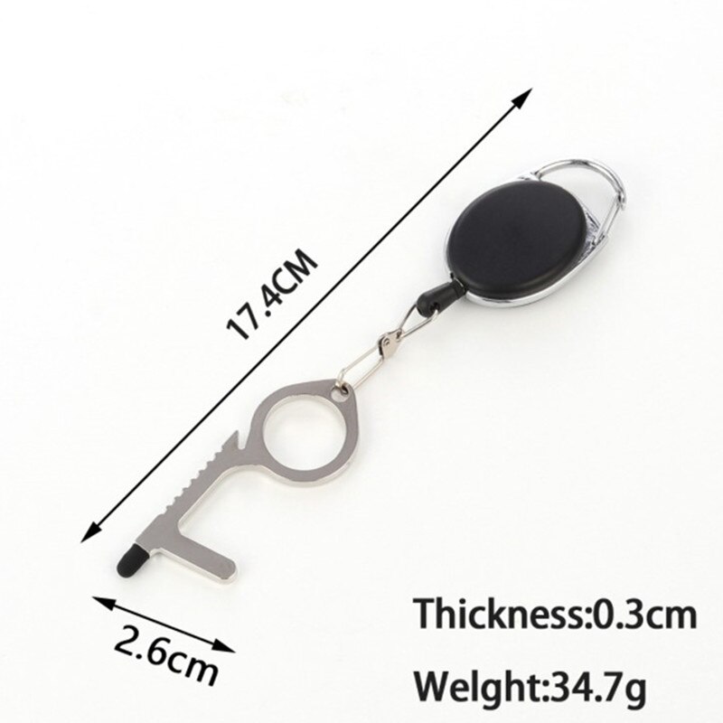 Edc Antibacterial Door Handle Anti-epidemic Key Chain Anti-contact Tool To Open The Door Press Elevator Protective Portable Door: white  13