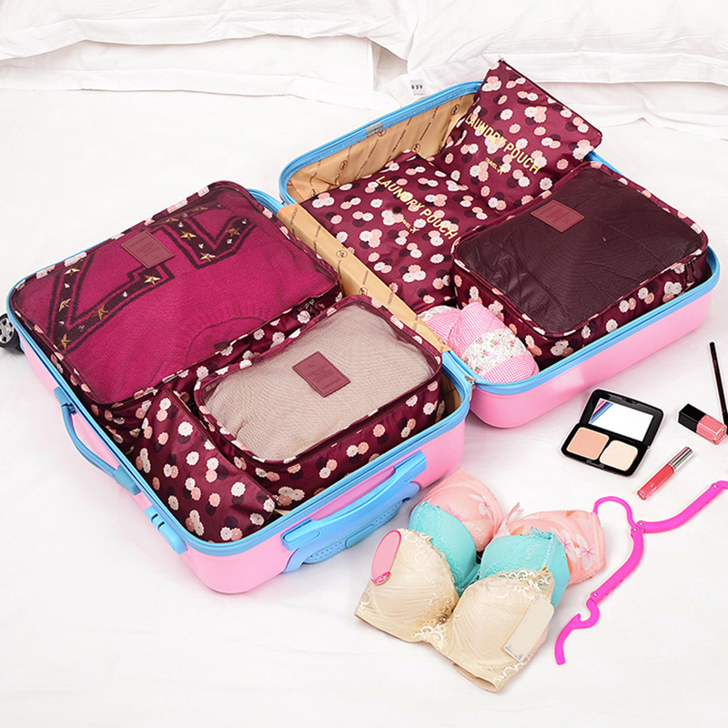 6-teiliges Reise-Organizer-einstellen, Koffer-Aufbewahrungsbeutel, tragbare Kleidung, Unterwäsche, Schuhe, Würfel, Reisen, machen-hoch-Taschen, Gepäck-Organizer