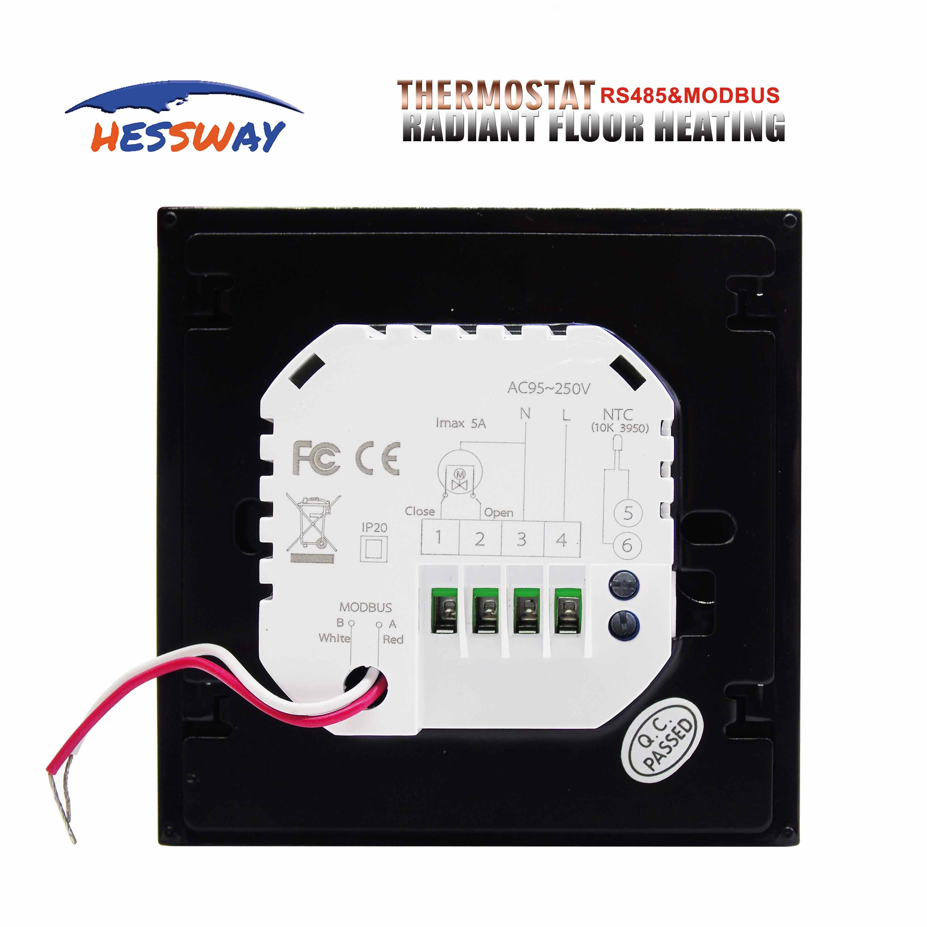 Hessway fjärrkontroll temperaturkontroll touch termostat  rs485 & modbus för vattenvärme/radiatorventil