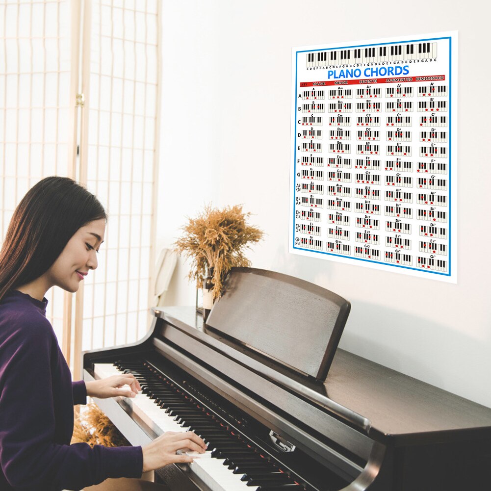 Tablature de piano pour élève débutant,poster autocollant avec diagrammes d&#39;accords, grande affiche de doigté, entraînement pour clavier de 88 touches,