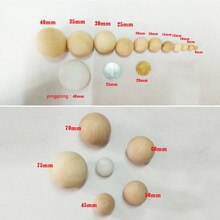Bolas de madera Natural para manualidades, esferas de 30mm a 60mm de diámetro, suministros redondos para carpintería, 1 BOLA DE MADERA: 50mm