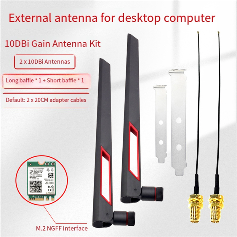 ABUO-BE202 Wifi7 Card +2X10db Antenna 2.4/5/6G Tri-Band 5374M Gigabit Wireless Wifi Network Card Bluetooth 5.4
