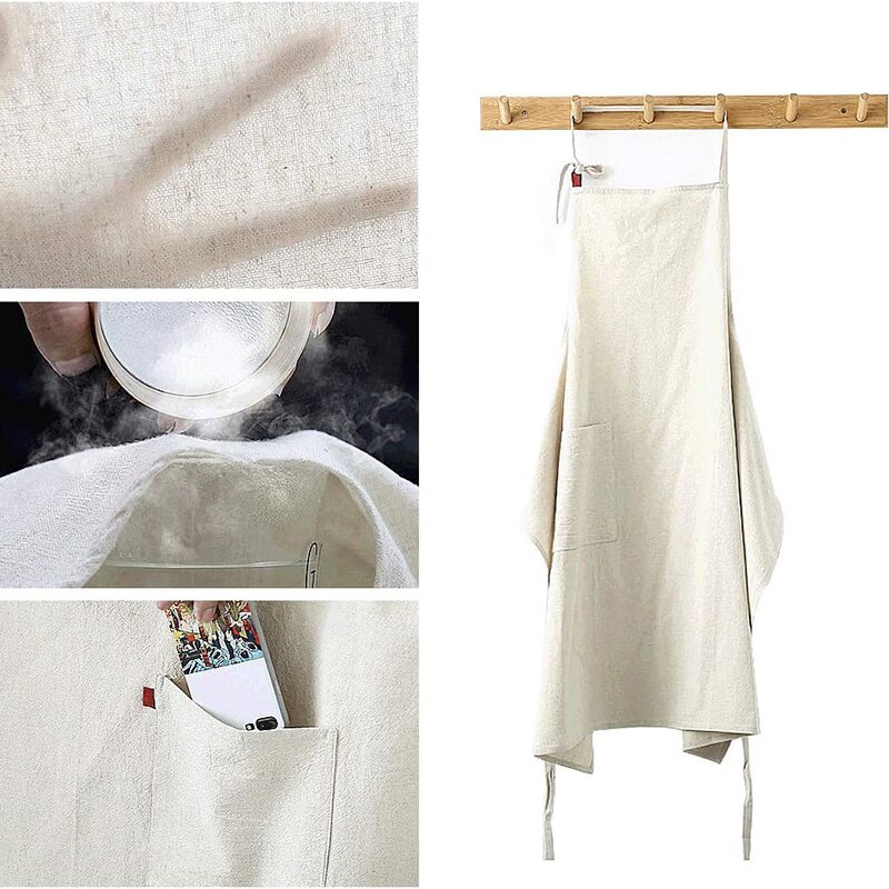 Delantal cruzado en la espalda de estilo japonés para mujer, envoltura para repostería, algodón, lino, vestido de floristería, delantal de algodón y lino de arte literario