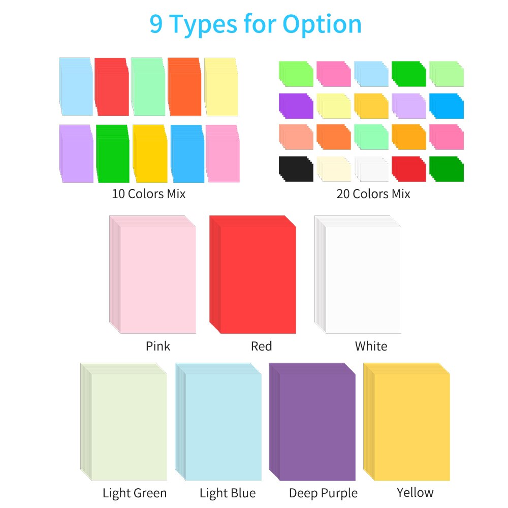 100 Sheets A4 Color Copy Paper 210x297mm/8.3x11.7in Printer Paper 70GSM for Copy Printing Writing Crafts and Paper Folding