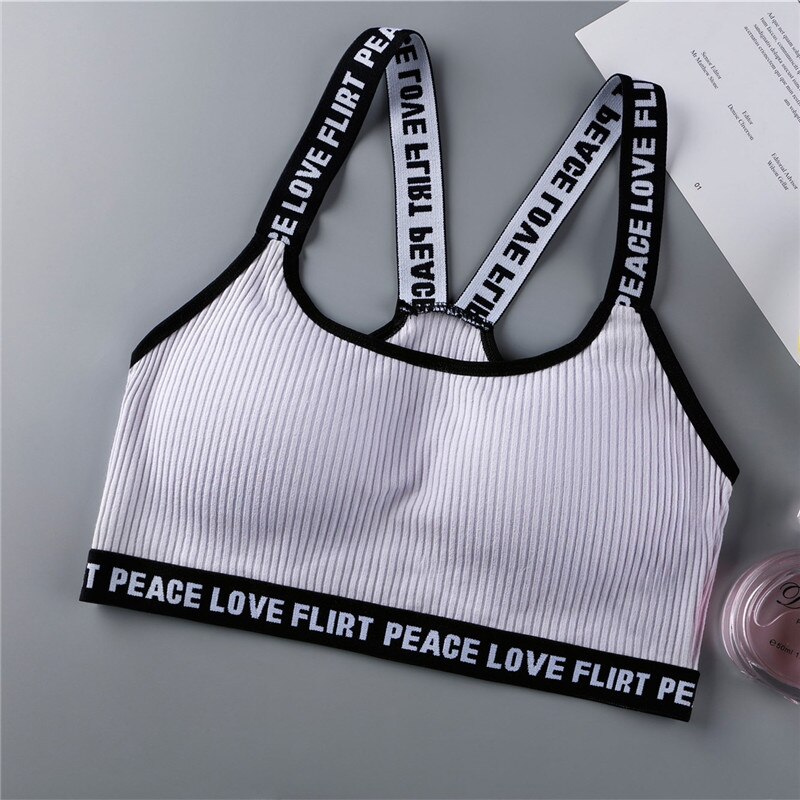 Brev teenager piger sports bh'er bomuld lille vest kvinder tanks jogging gym yoga undertøj teen træning cross back bh'er: Lilla