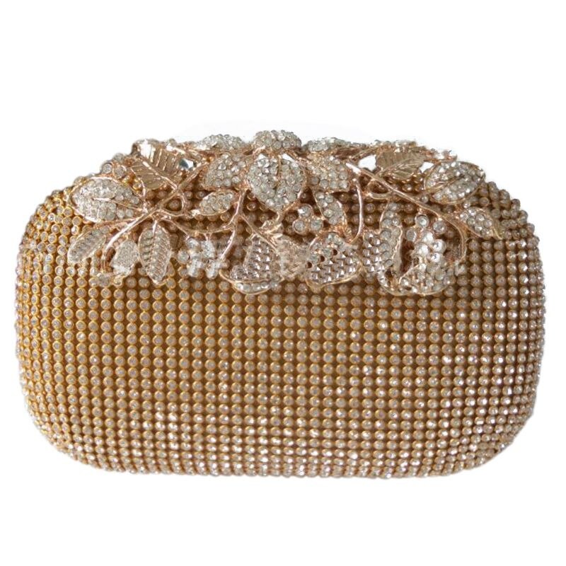 Unique Gold Rhinestone Evening bag Clutch Purse Party Bridal Prom: Default Title