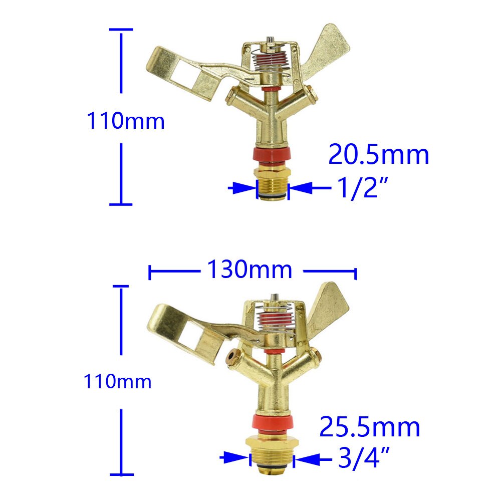 1/2 3/4 inch male metal Pulsating farm sprinklers 360 Degree Rotation Lawn Watering Sprinklers for Garden irrigation 1pc