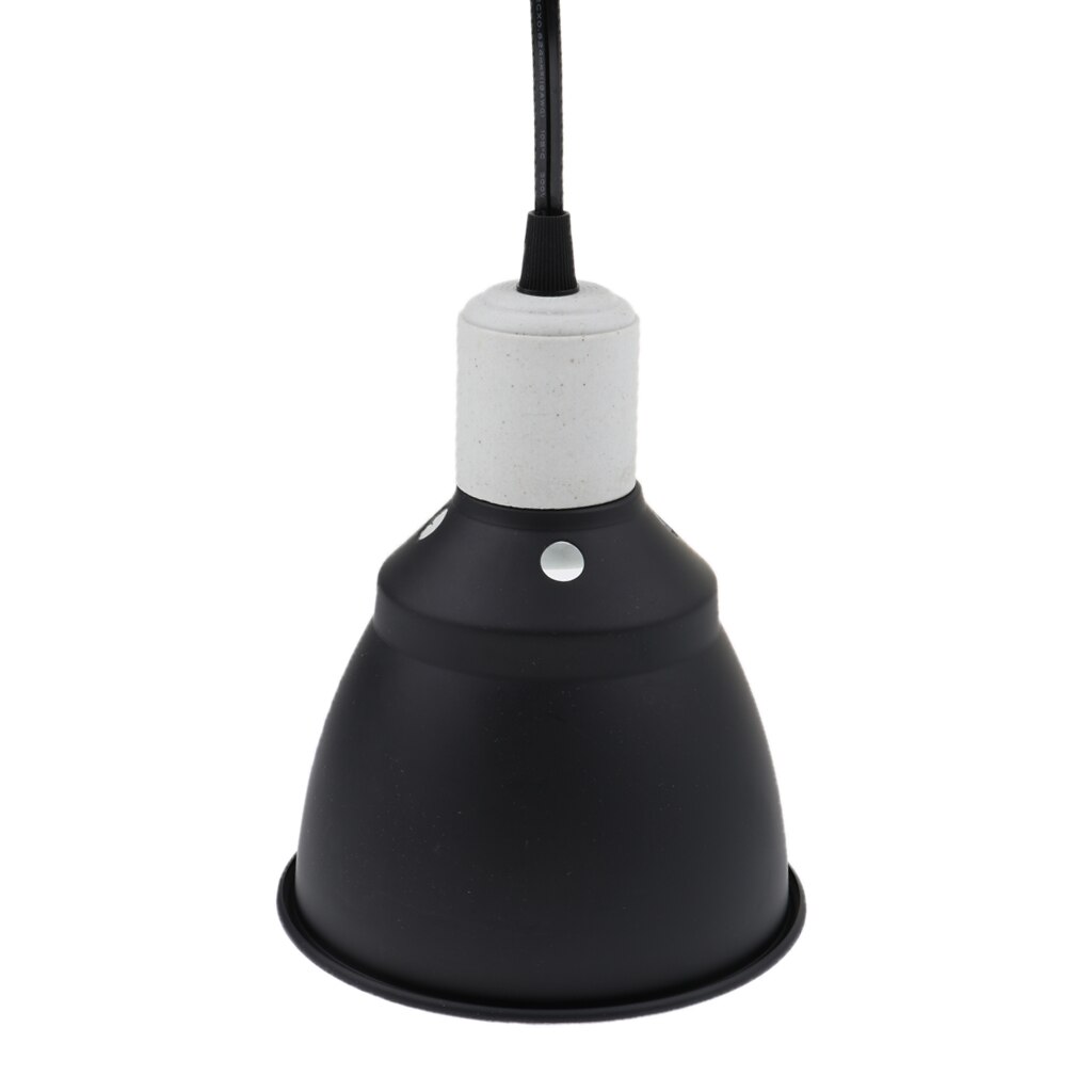300W Metal Ceramic Heat UV UVB Lamp Light Holder Dome Shape Brooder Reptile Black E27 US Plug