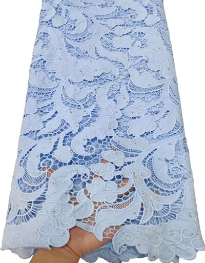 Afrikaanse Koord Kant Stof, chemische Kant Water Oplosbare Guipure Kant Stof Voor Bruiloft Puur Wit YTB86