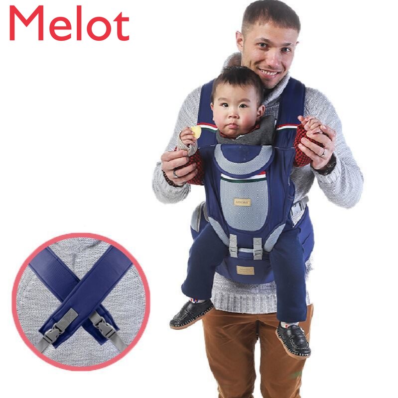 Porte-bébé multifonctionnel de luxe à la , casquette coupe-vent respirante, tabouret croisé à l'arrière pour bébé avec rangement