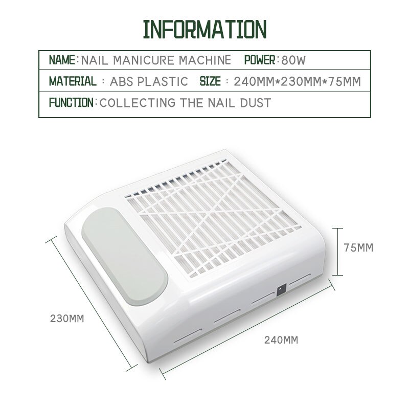 Nagel Stofafscheider Nail Fan Art Salon Zuig Dust Collector Machine Stofzuiger Fan Voor Manicure Nail Tool Stofafscheider