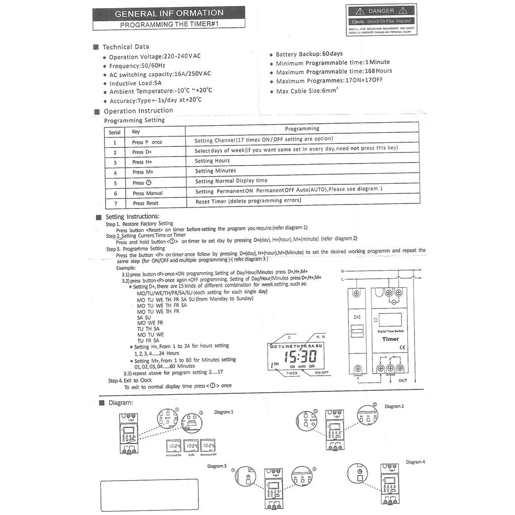 Temporizador programable Digital Industrial, temporizador de Control, AC 220V 16A, montaje en Riel Din, 7 días
