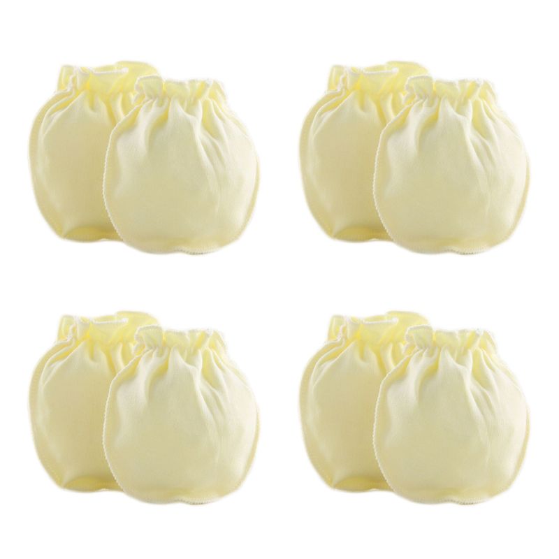 4 Pairs Del Bambino Appena Nato Anti Scratch Guanti di Colore Solido Infantile Protezione Anti-afferrare Guanti di Cotone morbido e confortevole: Giallo