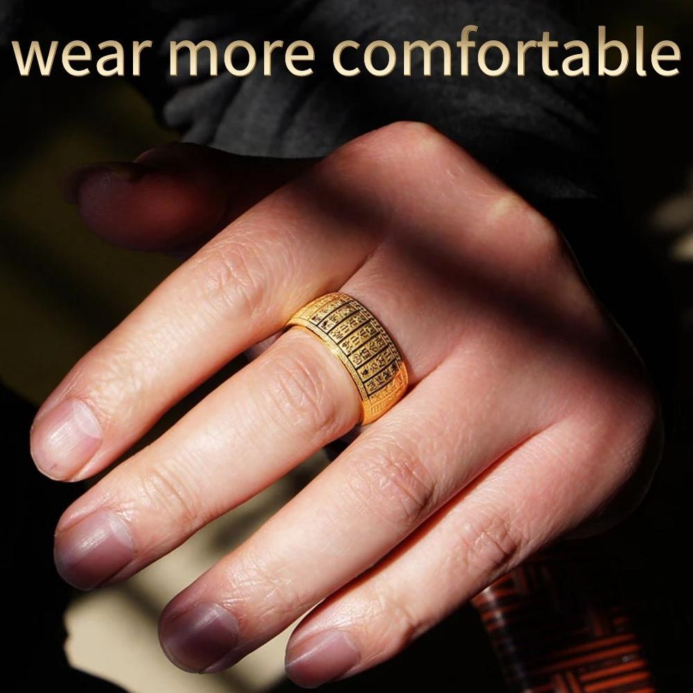 Overnaturlig herre #39 signet bred tommelfingerring udskåret gammel af kinesisk buddha skrift ringe til mænd solomon taoisme ring