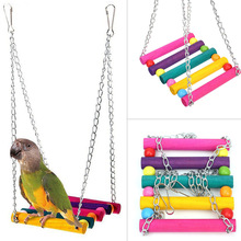 Columpio para aves juguetes, perchas periquito jaula colgante juguete para Conures loros periquitos Cockatiels Macaws Finches (colorido)