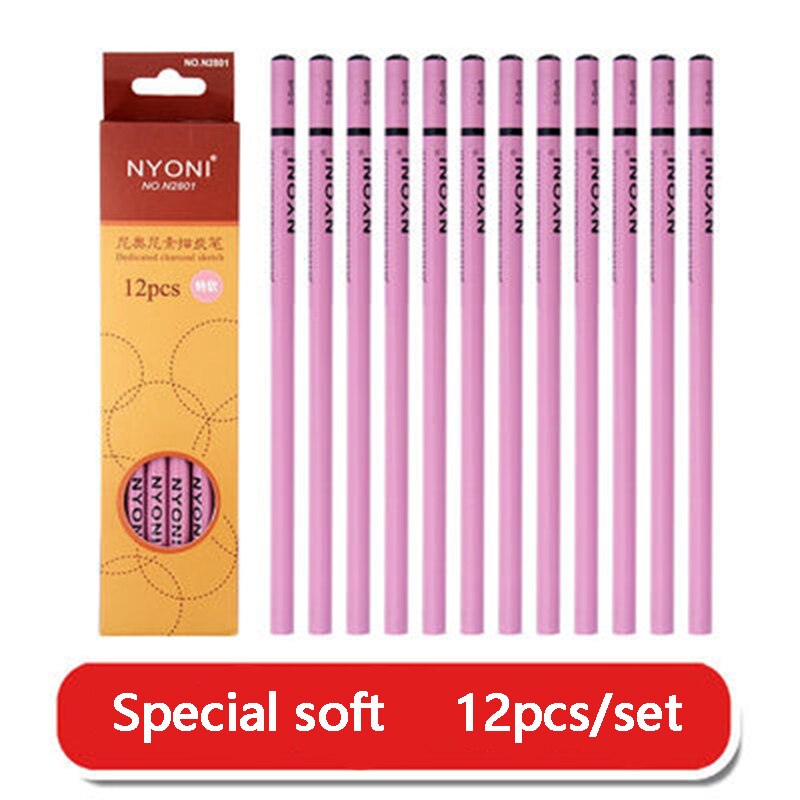 12pcs Sketching Charcoal Pencil Drawing Carbon Pencil Set Soft /Medium/Hard Charcoal Pencils Art Supplies: 1