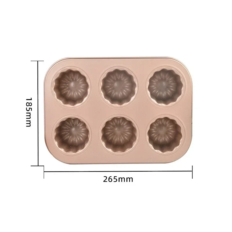 Molde para molud de pastel con 6/9/12 agujeros, utensilios para hornear de acero al carbono, Mini molde para pastel francés, molde para magdalenas y magdalenas, moldes para Cannelés, herramienta para hornear: Rojo