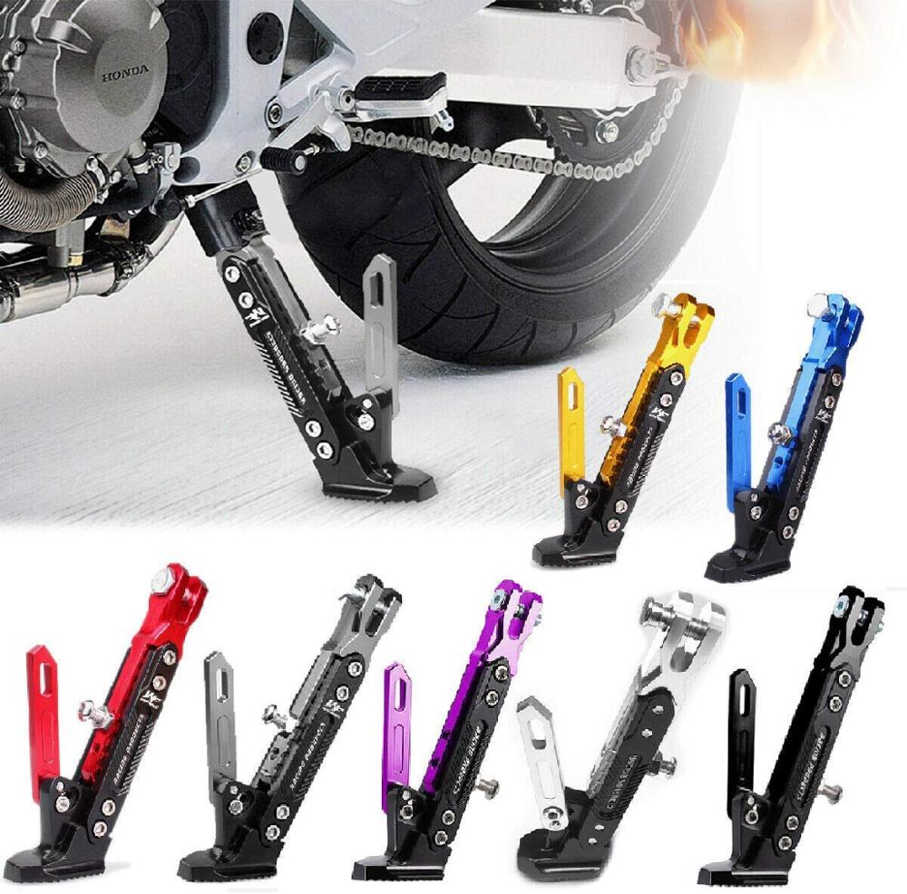 Motorcykel justerbar kickstand cnc aluminiumslegering universal fod sidestativ beskyttende støttebeslag