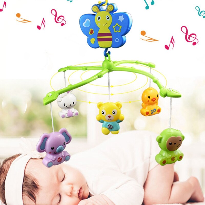 4 in 1 Musicale Presepe Letto mobile Campana Kawaii Animale Crepitio Del bambino di Rotazione della Staffa Giocattoli Giraffa Supporto vento-su regalo di musica scatola