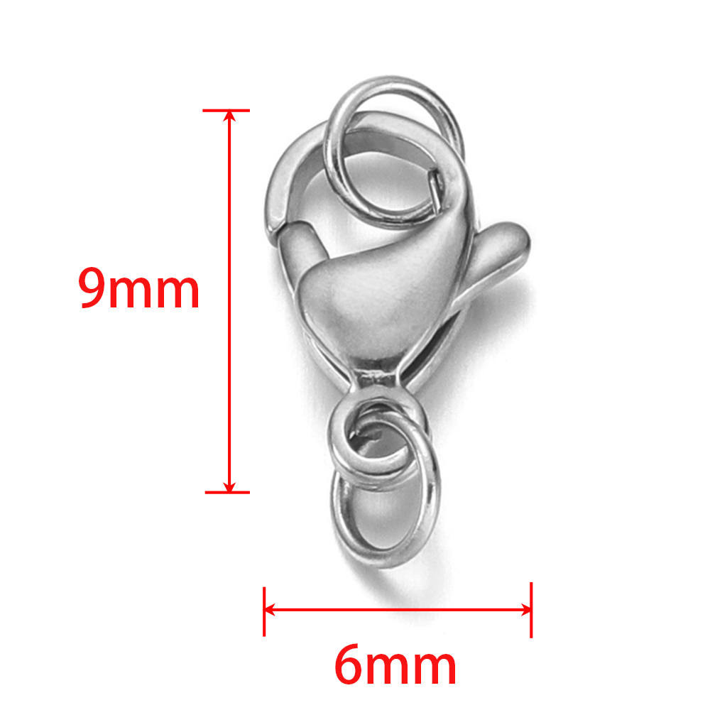 25 uds cierre de langosta de acero inoxidable con anillos de salto para cadena DIY collar pulsera joyería hacer hallazgos suministros conector: Negro