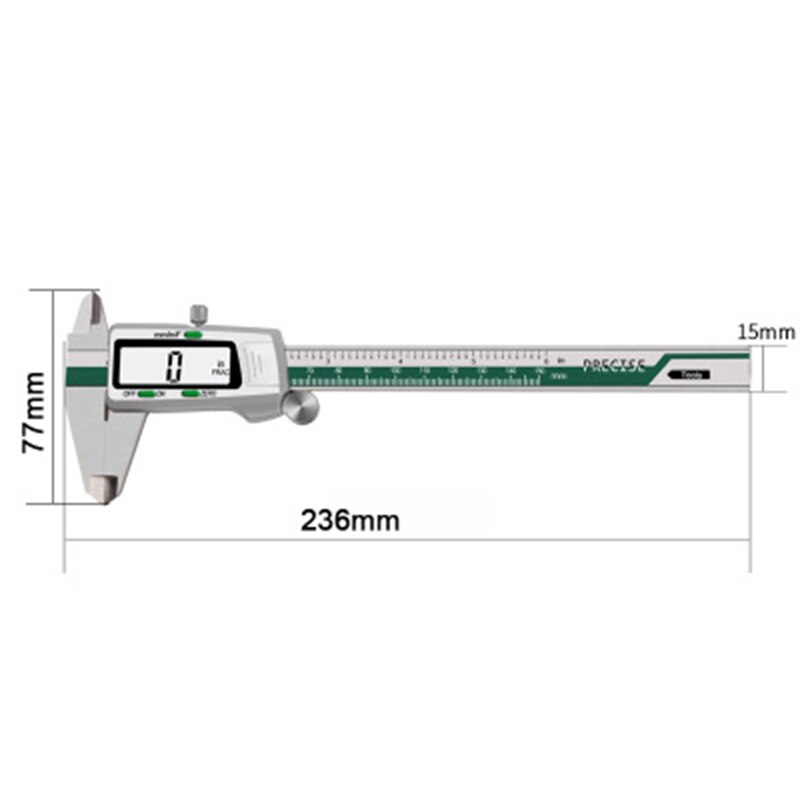 0-150mm 6inch digital caliper green spell stainless steel vernier caliper LCD digital caliper