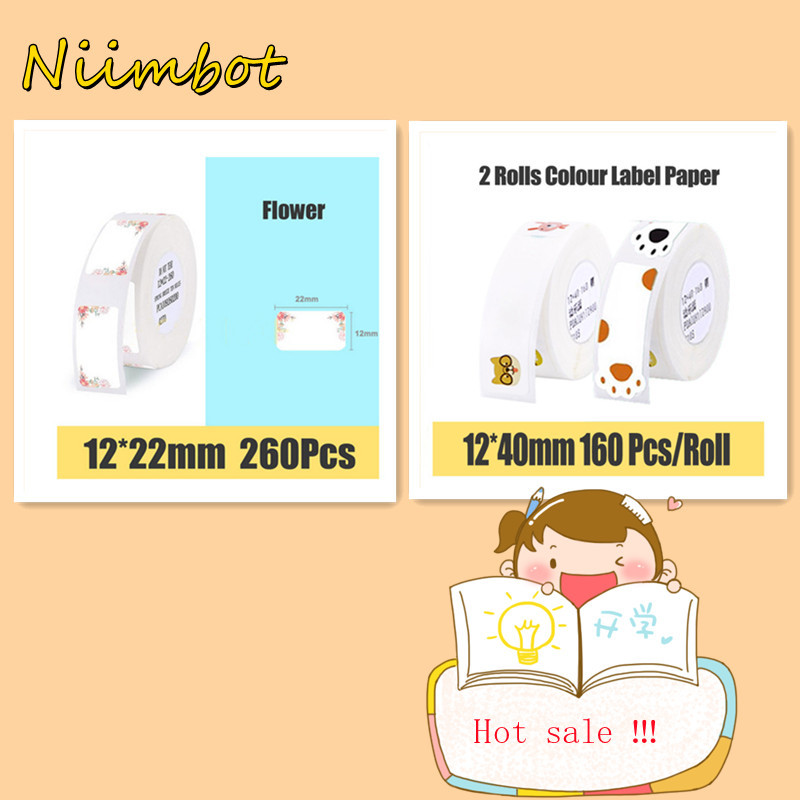 Label Printer Portable Pocket Label Printer Mini Sticker Bluetooth Thermal Label Printer Home Office Printer Paper Niimbot D11: 3Rolls f m