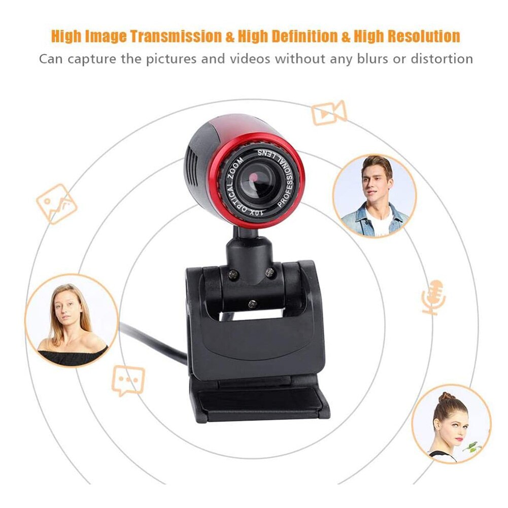10MP HD USB 2.0 Web Camera Live Video High Definition Portable Computer Webcam with Microphone Laptop Webcam for Conference