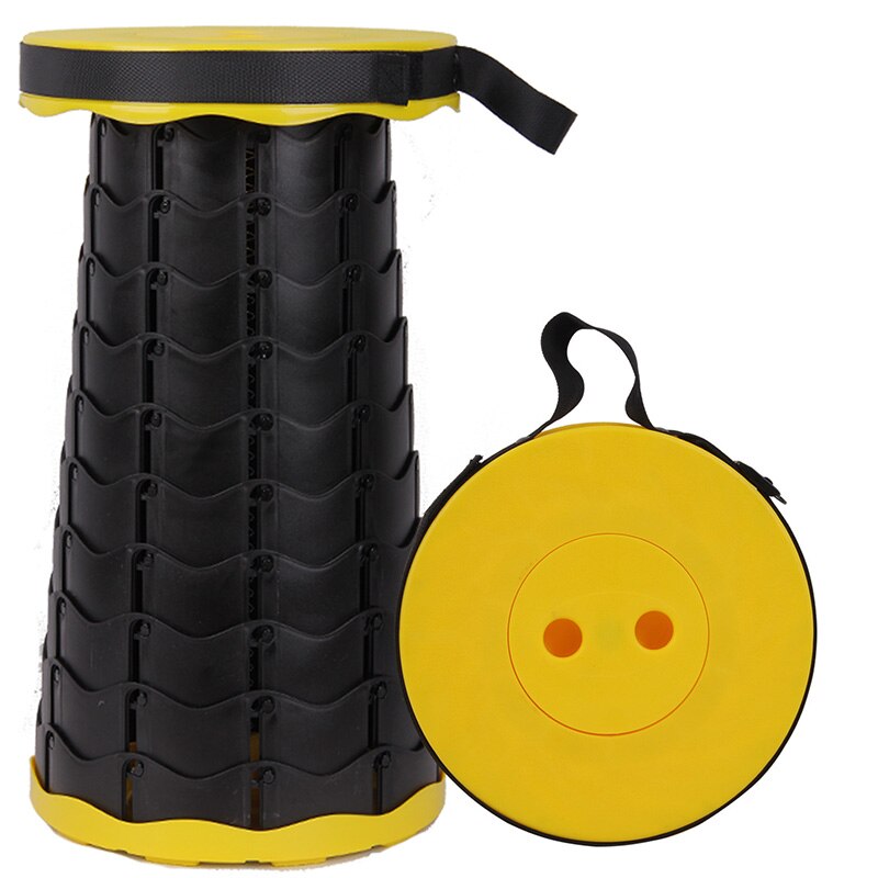 Outdoor Camping Stretchable Kruk Rekbaar Draagbare Plastic Kruk Rekbaar Stoel Vissen Opvouwbare Kruk: Yellow-  black