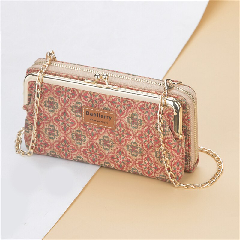 Ladies Crossbody Bag Vintage Wood Grain Handbag Multifunctional Shoulder Bag Women Mini Printed Zipper Wallet